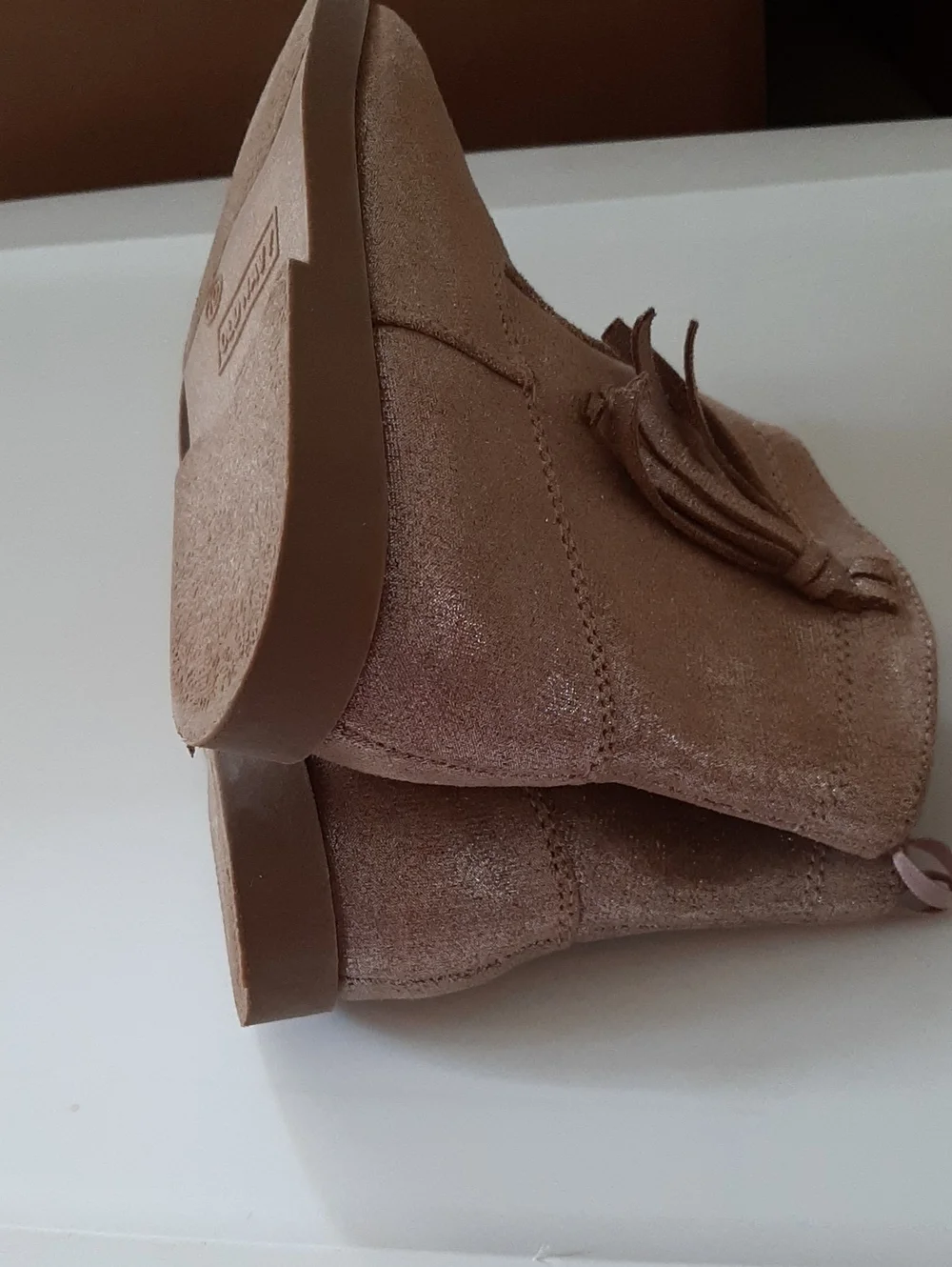 Old Navy Glitter Tassel Ankle Boots in Metallic Rose Gold Size 10